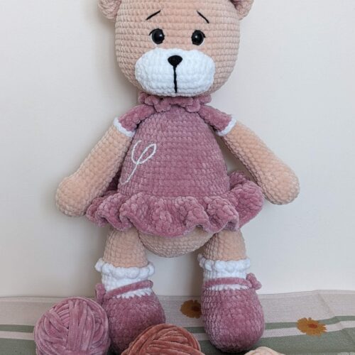 Ursuleț croșetat Rozeta - jucarie crosetata handmade, Crosetiq