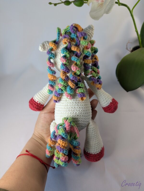 Unicorn crosetat Luna - jucarie crosetata handmade, Crosetiq