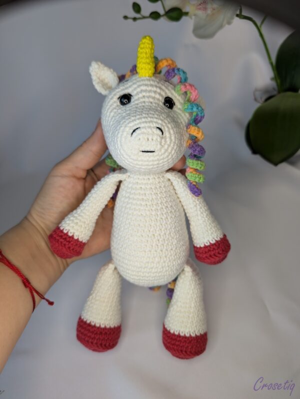 Unicorn crosetat Luna - jucarie crosetata handmade, Crosetiq