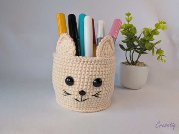 Coșuleț croșetat – model pisicuță - produs handmade Crosetiq