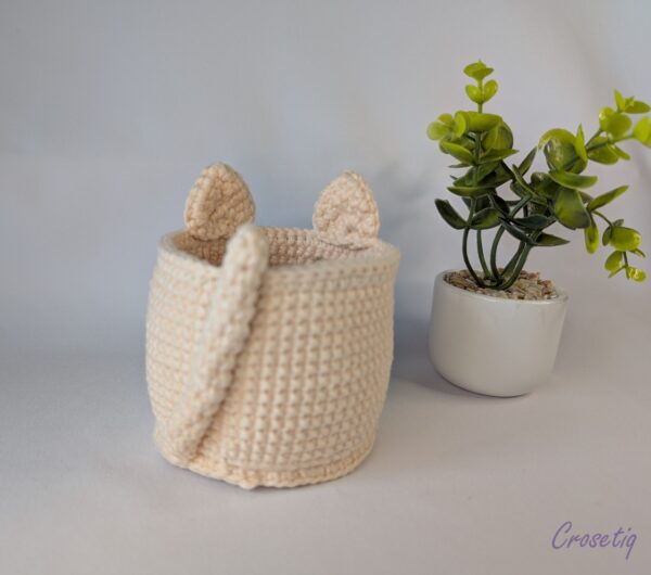 Coșuleț croșetat – model pisicuță - produs handmade Crosetiq