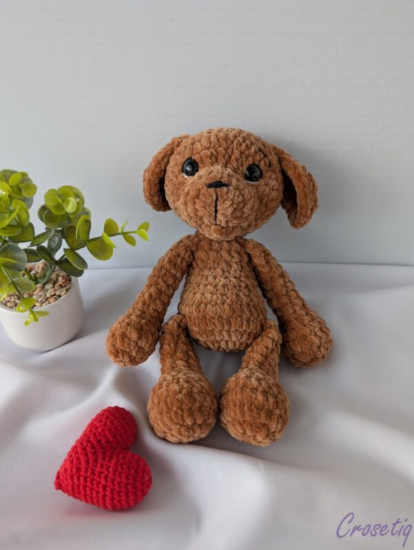 Cătel croșetat Bruno - jucarie crosetata handmade, Crosetiq