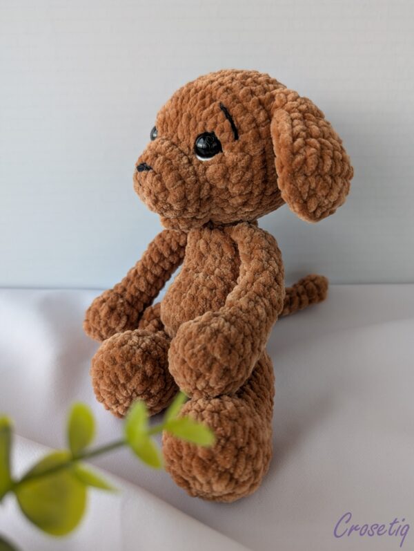 Cătel croșetat Bruno - jucarie crosetata handmade, Crosetiq