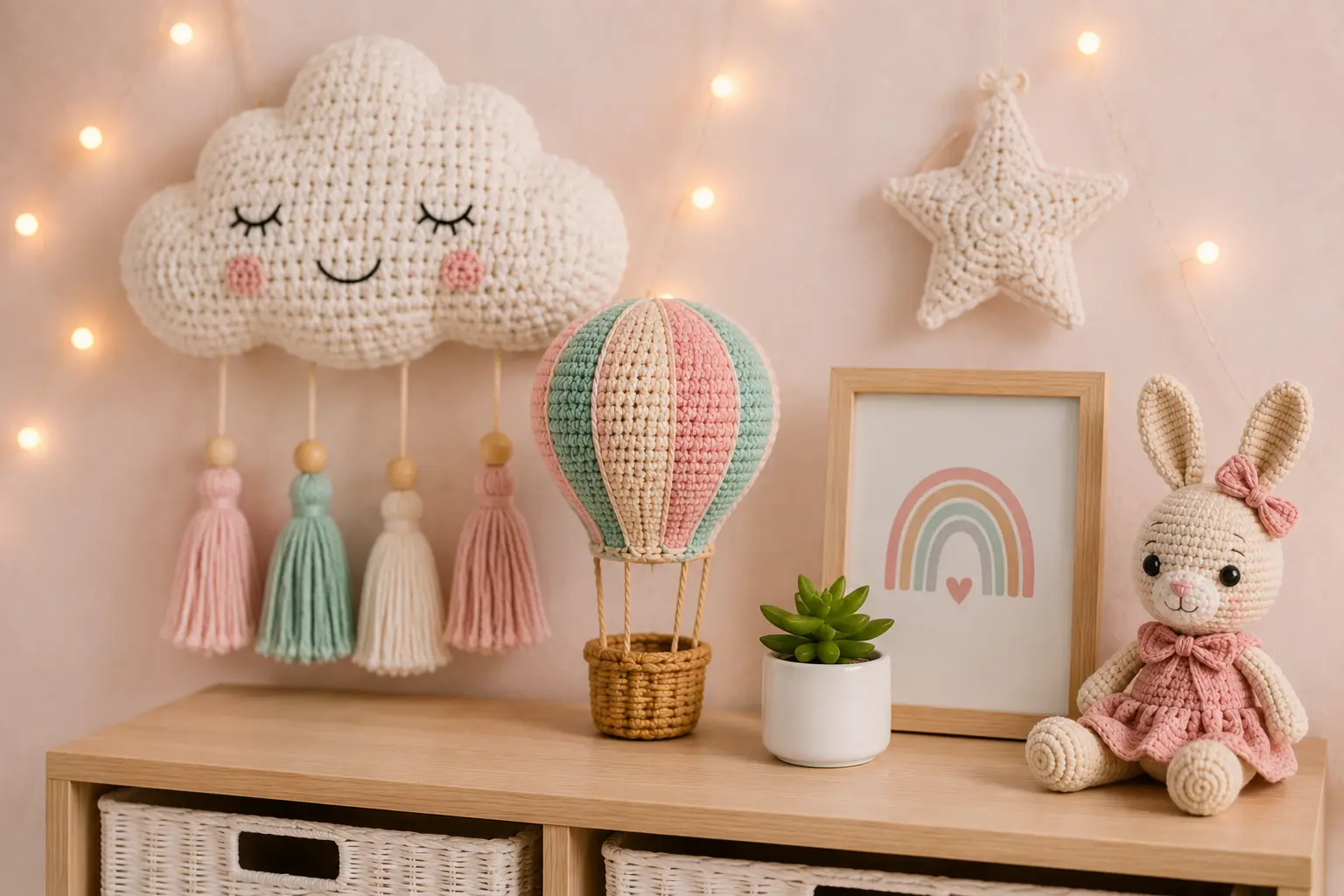 Idei de cadouri handmade pentru copii Decorațiuni croșetate pentru camera copilului în culori pastelate