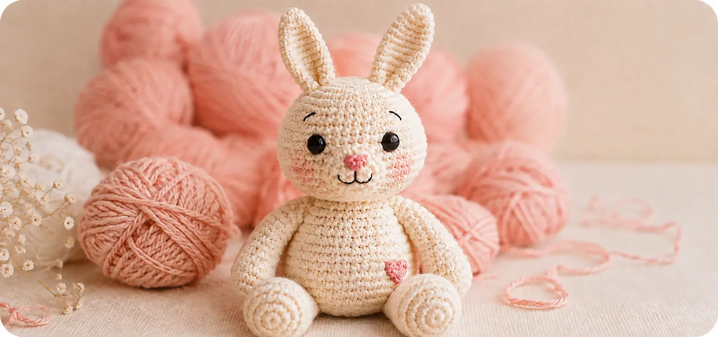 Idei de cadouri handmade pentru copii Iepuraș croșetat în culori personalizate